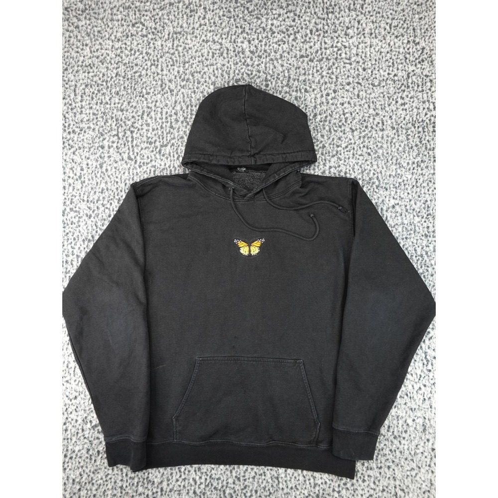 John Galt Hoodie Womens One Size Black Embroidered Butterfly Pullover‎